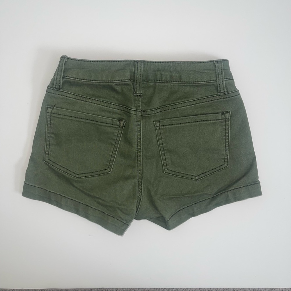 Olive Green Mid Rise Shorts - Picture 2 of 6